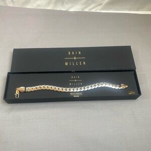New Bain & Miller Rhodium Miami Cuban Chain Men’s Bracelet 9” New In Gift Box